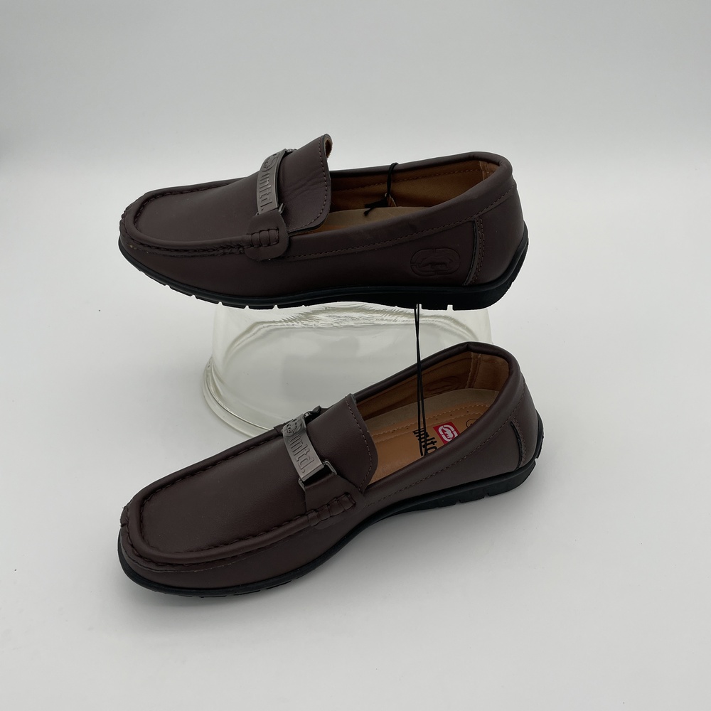 NWT UNLTD Brown Leather Driver Dress Loafers Boys Size 3‎ Ecko - Picture 7 of 9